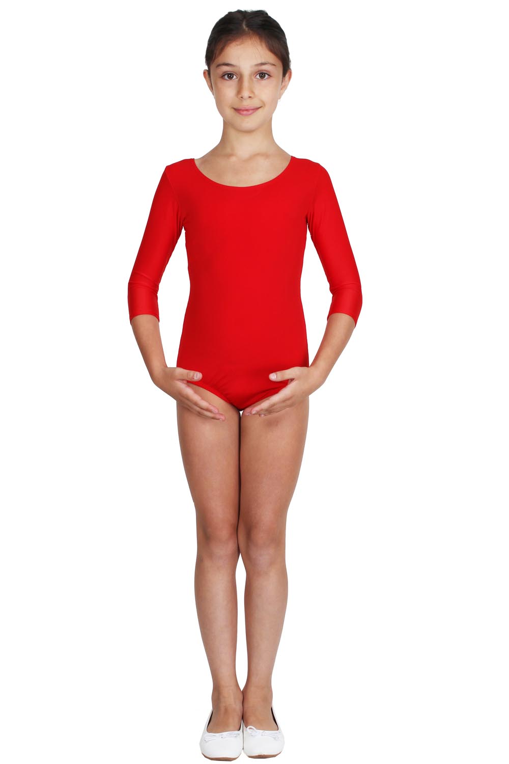 BODY DANZA LYCRA MANICA TRE QUARTI ROSSO BAMBINO